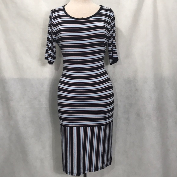 LulaRoe pastel striped body-con midi dress - Picture 1 of 8